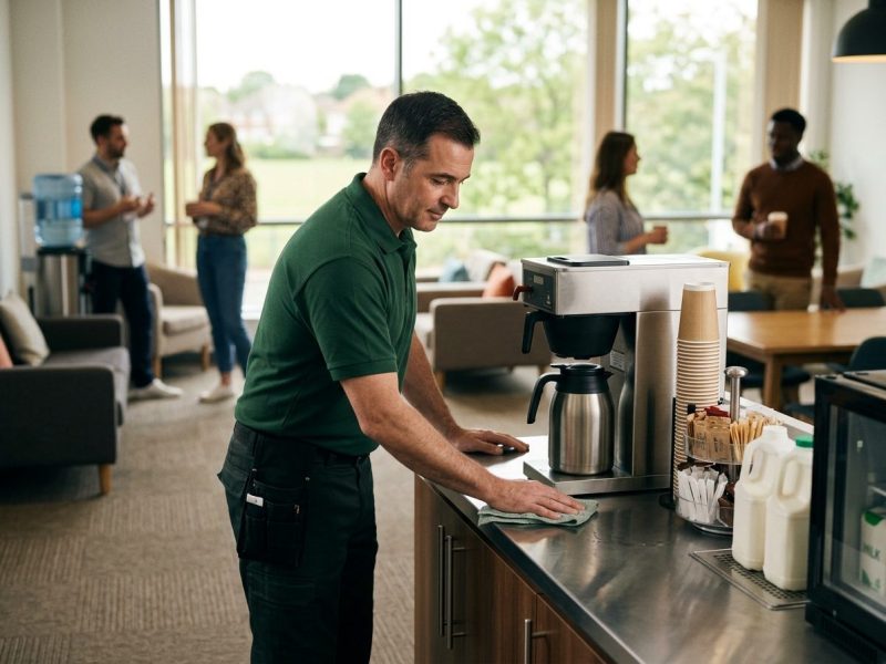 Daytime breakroom and kitchen upkeep