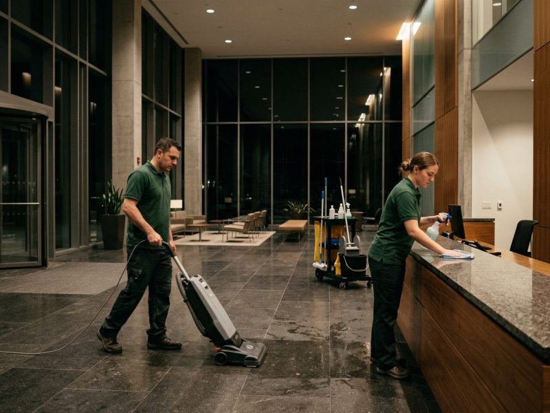 Nightly janitorial service crew at work