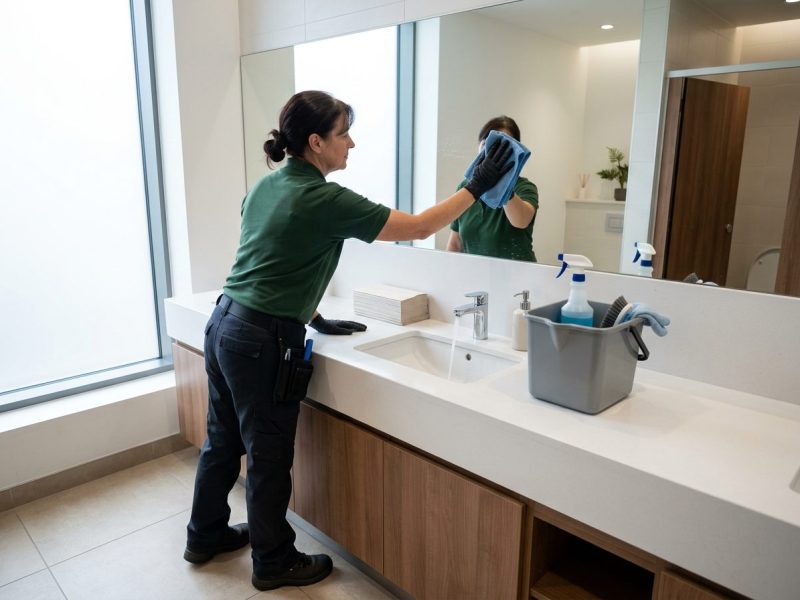 Office restroom cleaning and sanitation