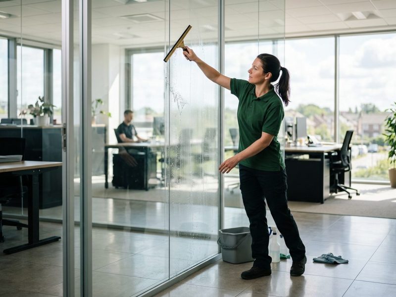 Interior office window and glass cleaning
