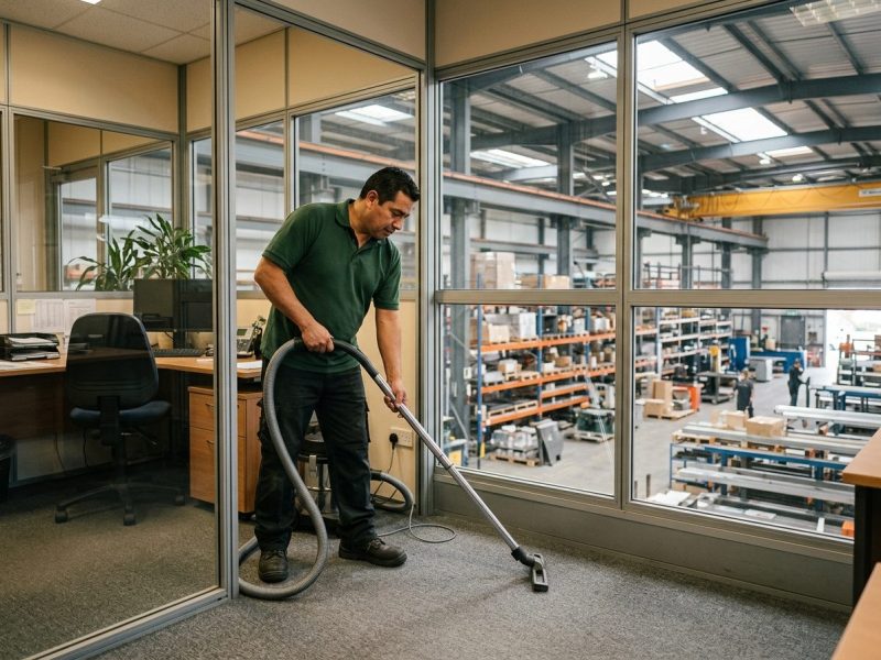 Office area cleaning inside an industrial facility